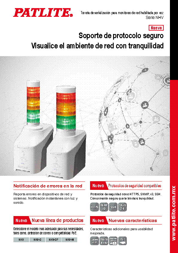 Torreta de señalización<br>para monitoreo de red<br>habilitada por voz<br>Serie NHV