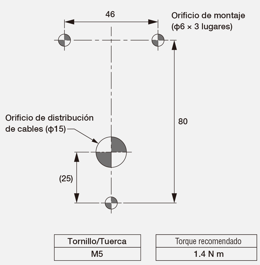 Dibujo de Dimensiones de Montaje