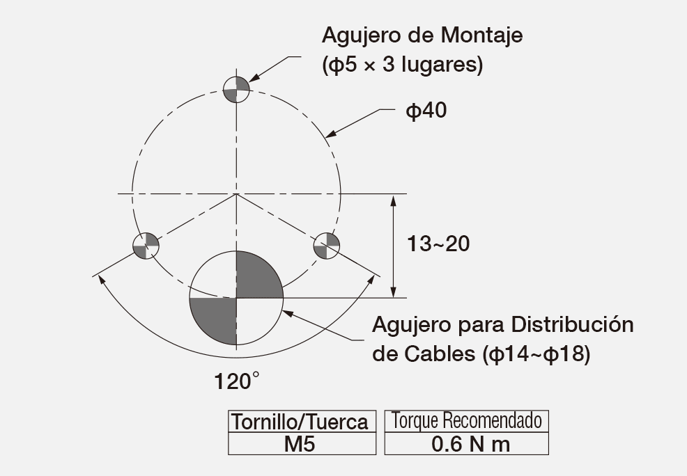 Dibujo de Dimensiones de Montaje
